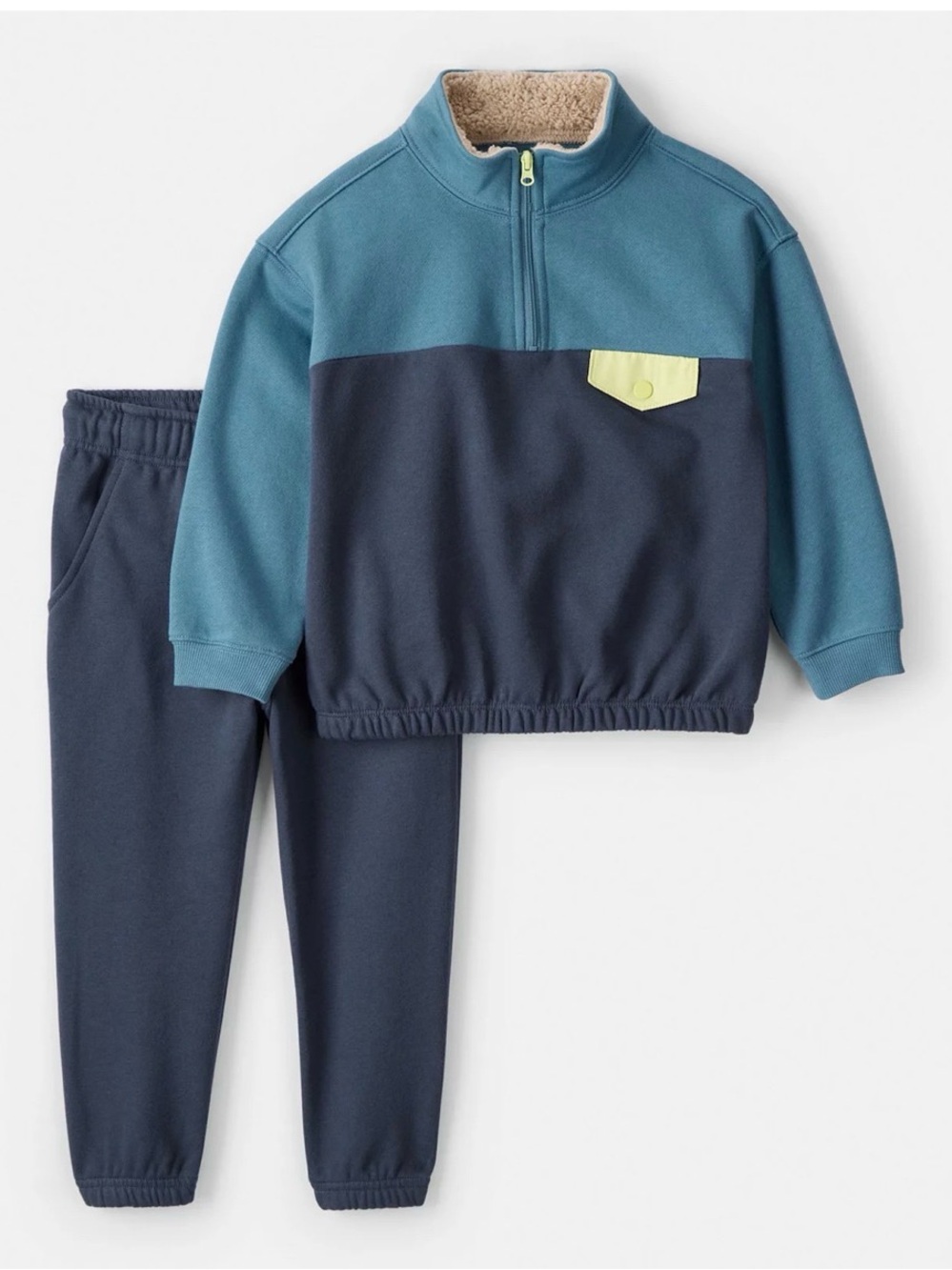 Carter's 2 piece colorblock Teal & Navy Fleece Pullover with Joggers NWT 2T